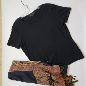 Jones New York Platinum black knit top with shawl.  Top is 75% silk/25% nylon